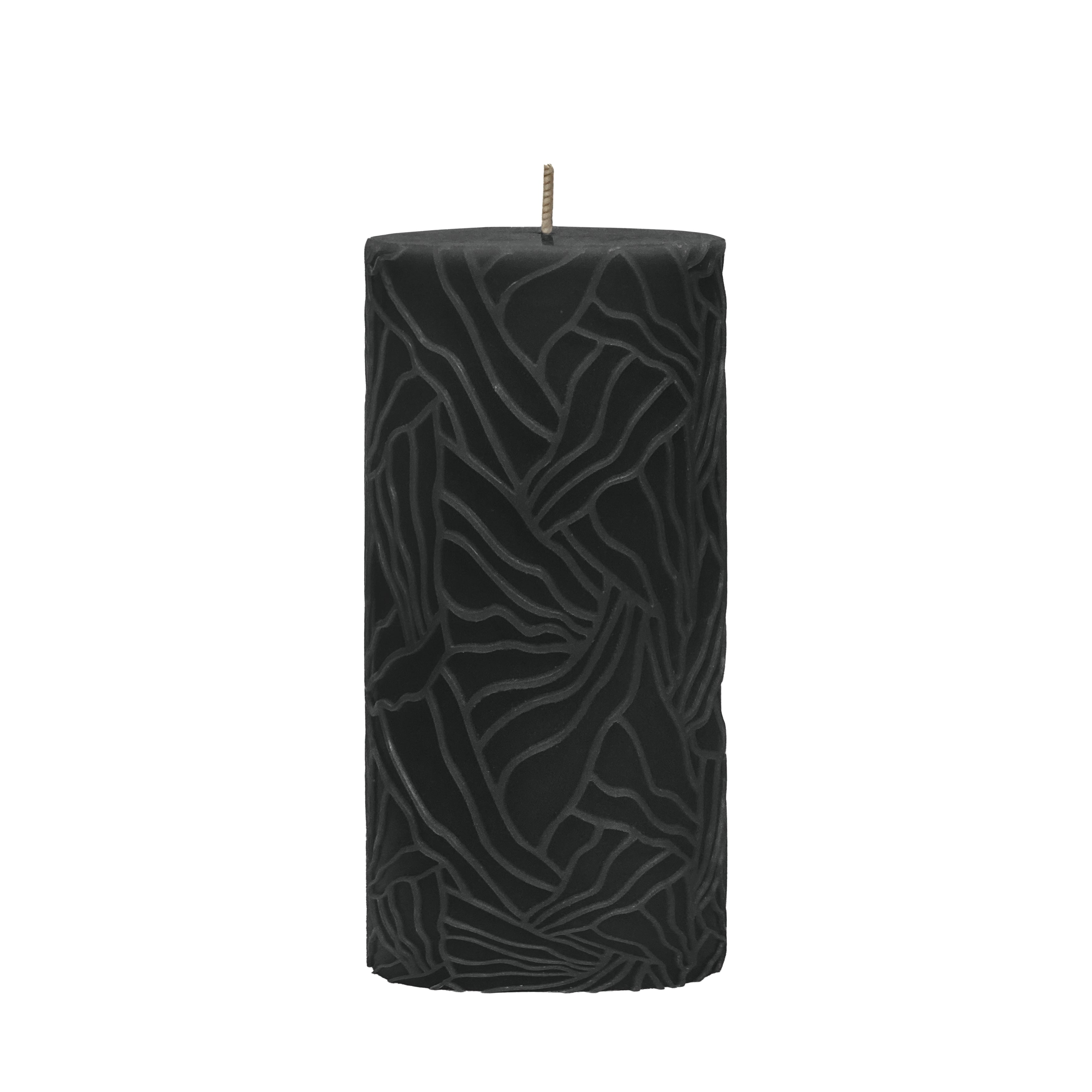 Kaars Wave 7x14cm zwart