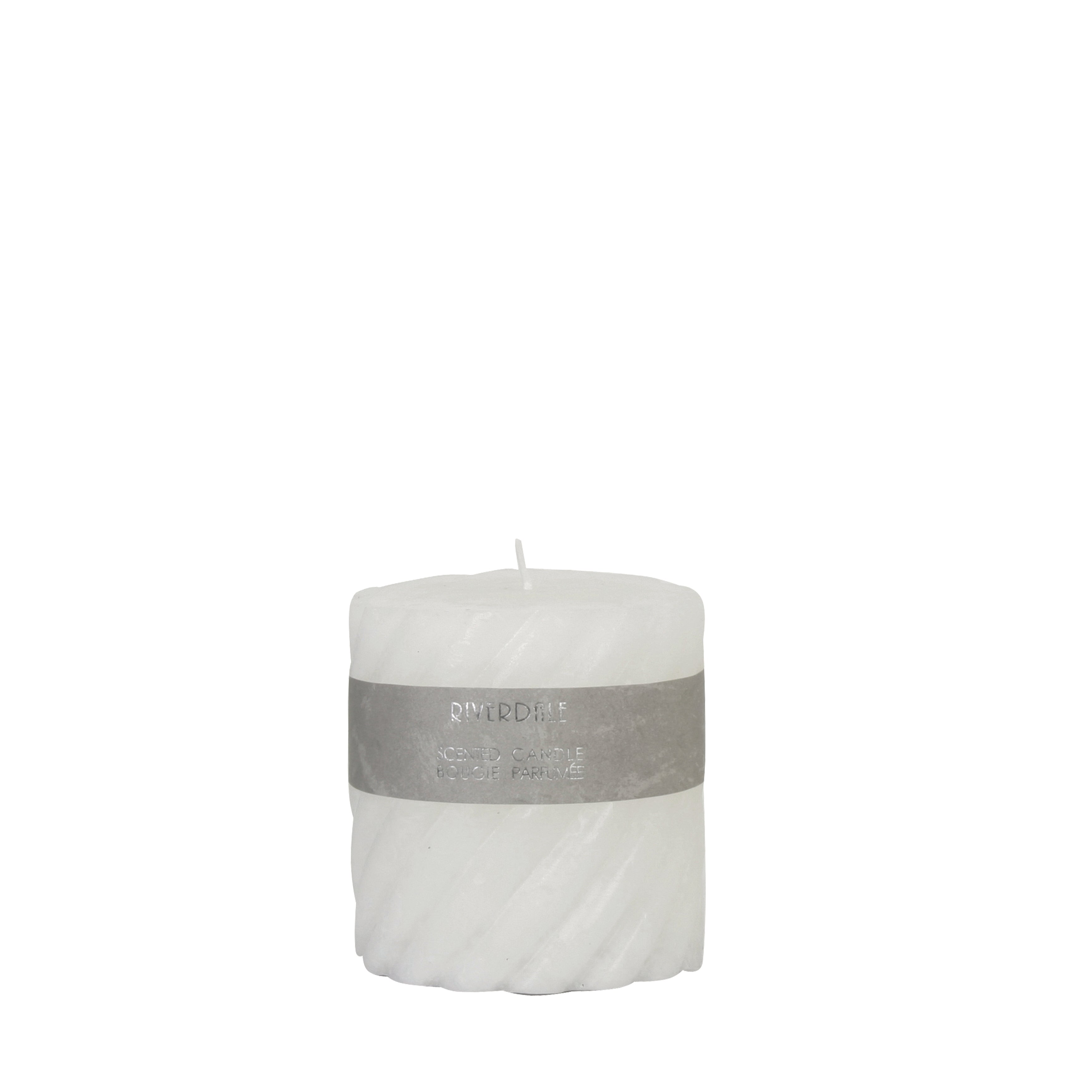 Geurkaars Swirl White Tea Ginger 10x10cm wit