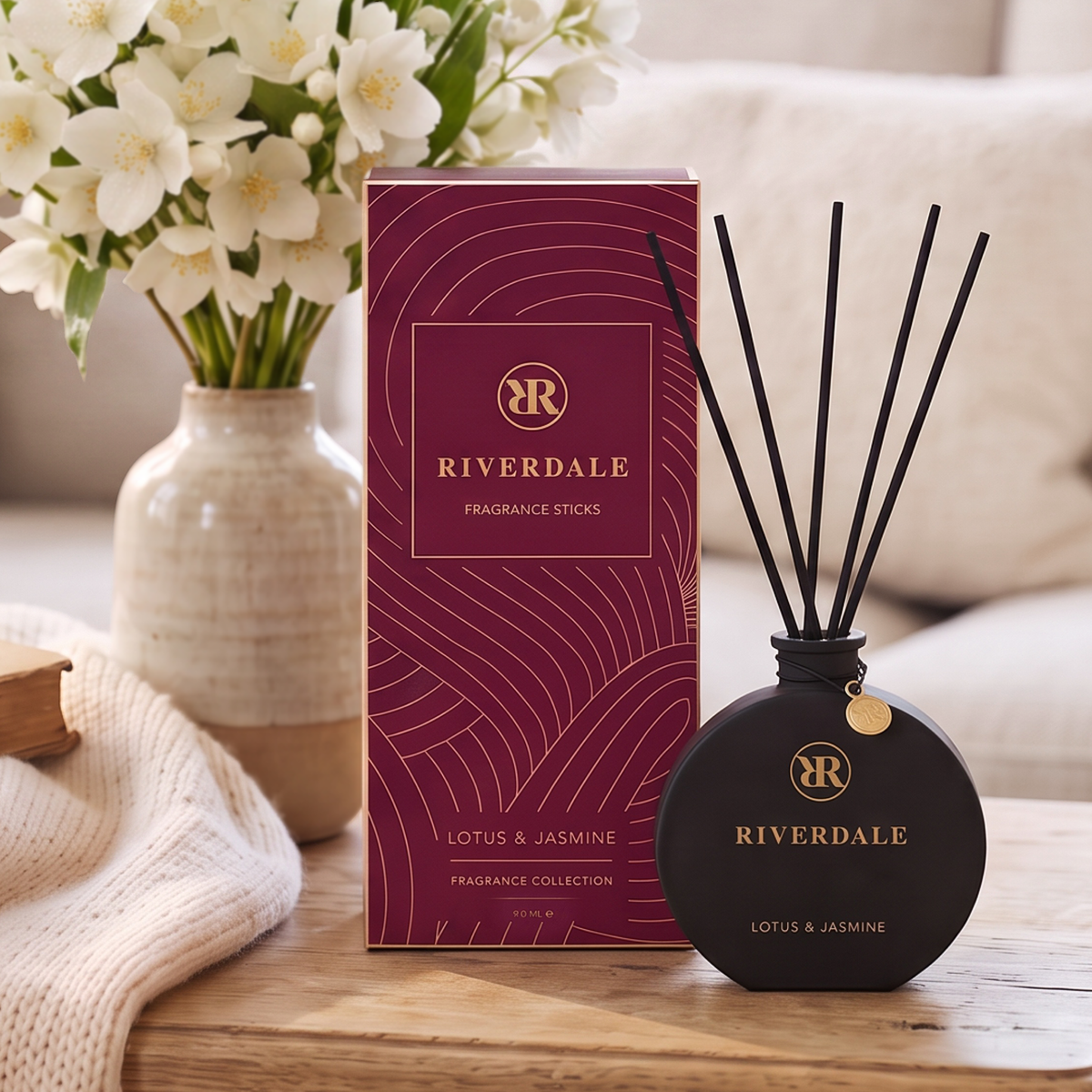 Geurstokjes Lotus & Jasmine Burgundy 90ml