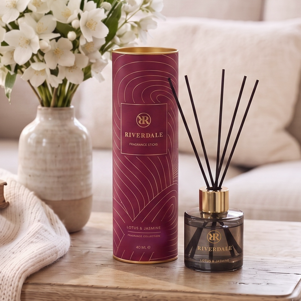 Geurstokjes Lotus & Jasmine Burgundy 40ml