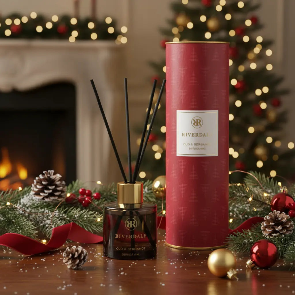 Geurstokjes Christmas 40ml in luxe koker - Oud & Bergamot