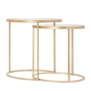 Bijzettafel Amaro 50cm goud - set van 2
