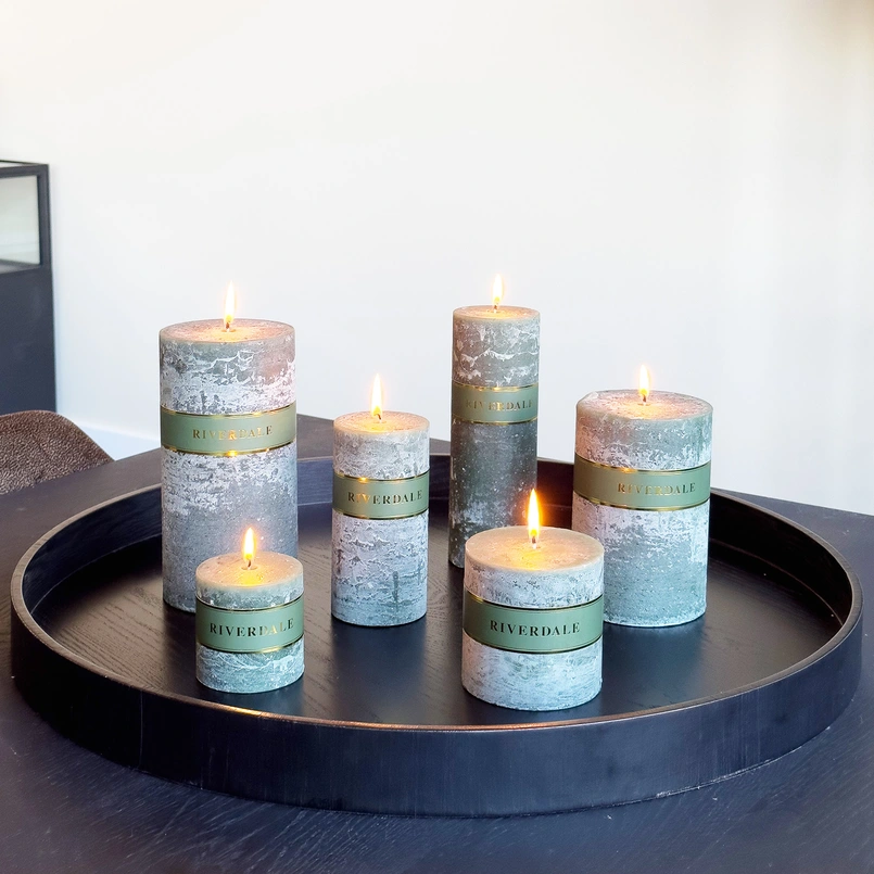 Candle 7x7cm green
