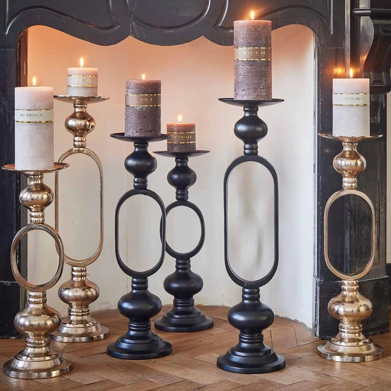 Candle holder Lily 49cm matt black