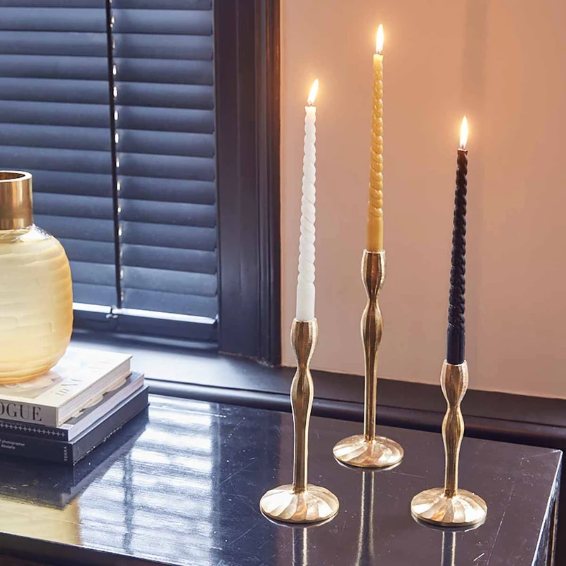 Candle holder Lue 31cm gold