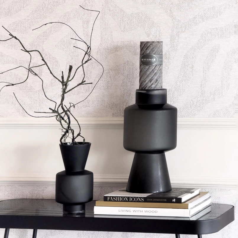 Candle holder Luna 21cm matt black