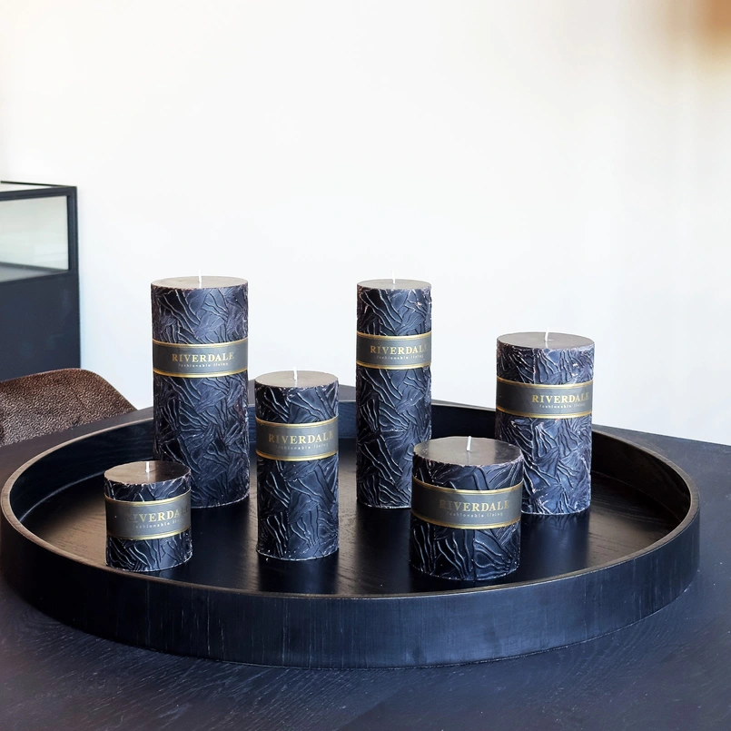 Candle Wave 7x20cm black