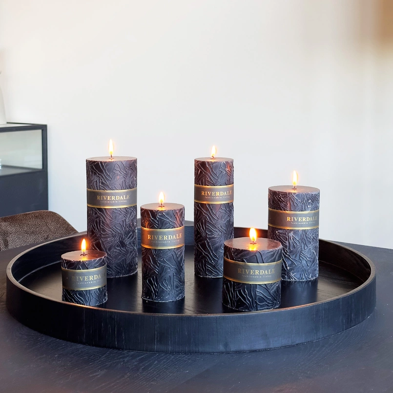 Candle Wave 7x20cm black