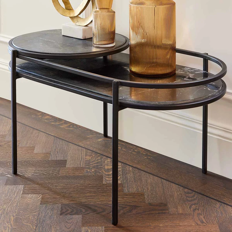 Couchtisch Mara 90cm schwarz marmor
