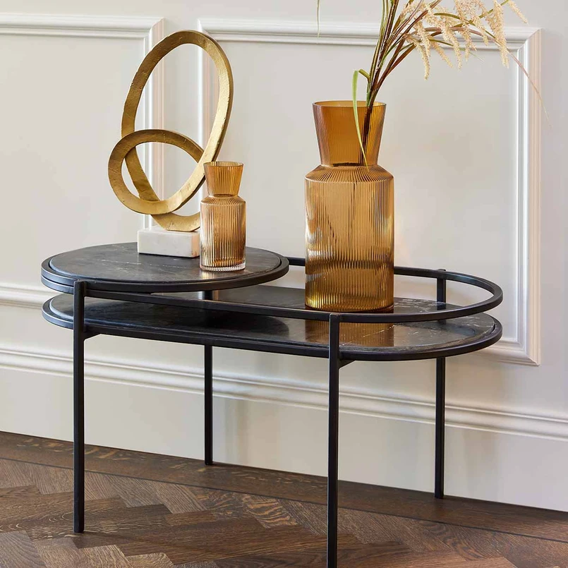 Couchtisch Mara 90cm schwarz marmor