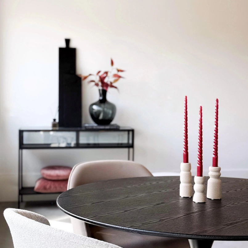 Dinerkaarsen Gedraaide kaarsen bordeaux rood - set van 4