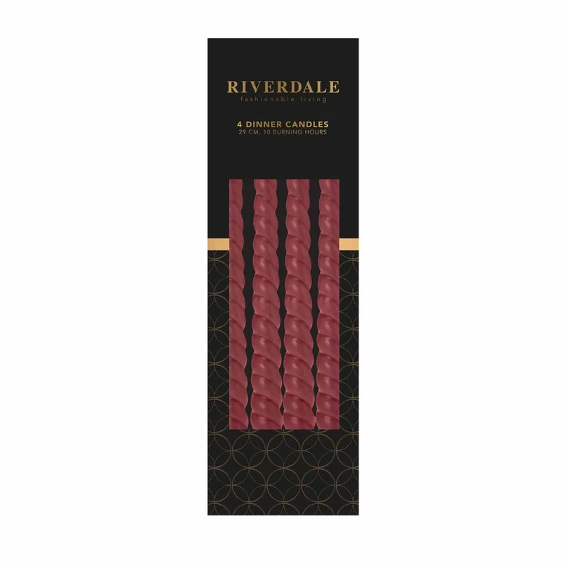 Dinerkaarsen Gedraaide kaarsen oud roze - set van 4