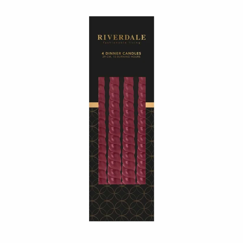 Dinner candle Rose burgundy - set of 4