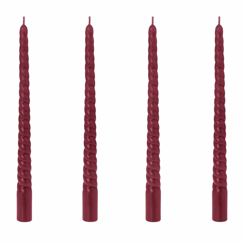 Dinner candle Rose burgundy - set of 4
