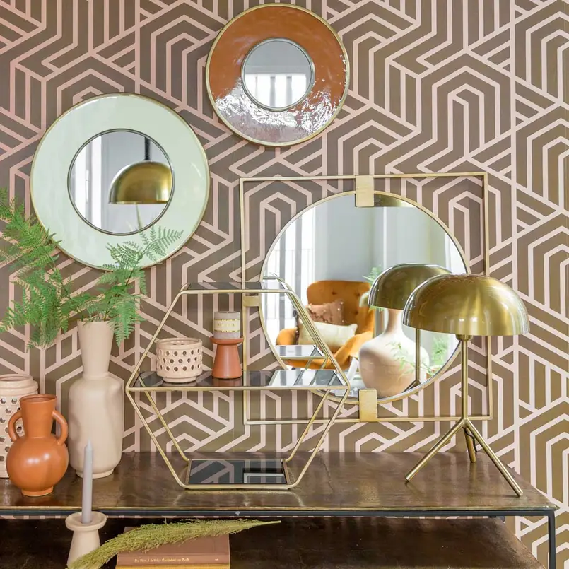 Mirror Tess 40cm gold/terra