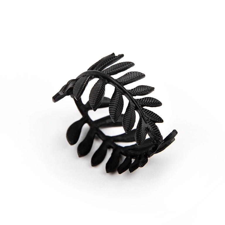 Napkin Rings Leaf - Set of 4 - Black