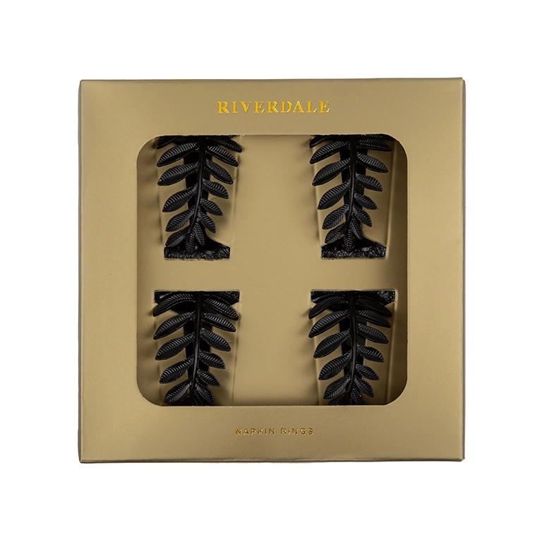 Napkin Rings Leaf - Set of 4 - Black