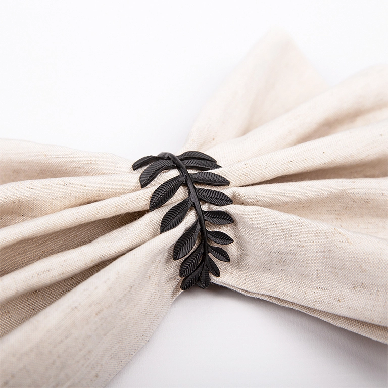 Napkin Rings Leaf - Set of 4 - Black