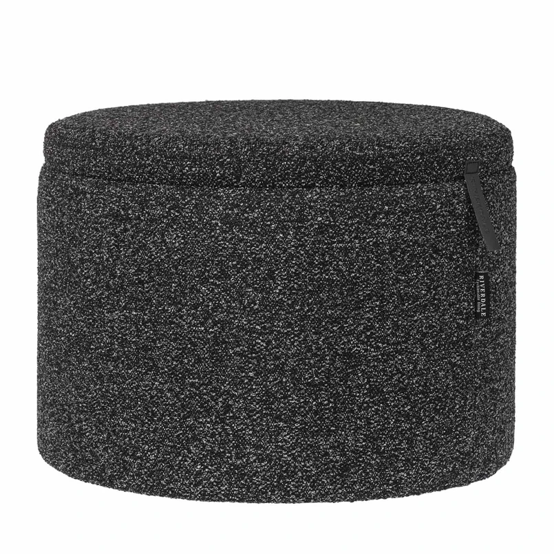 Opberg poef Didi 30cm zwart boucle