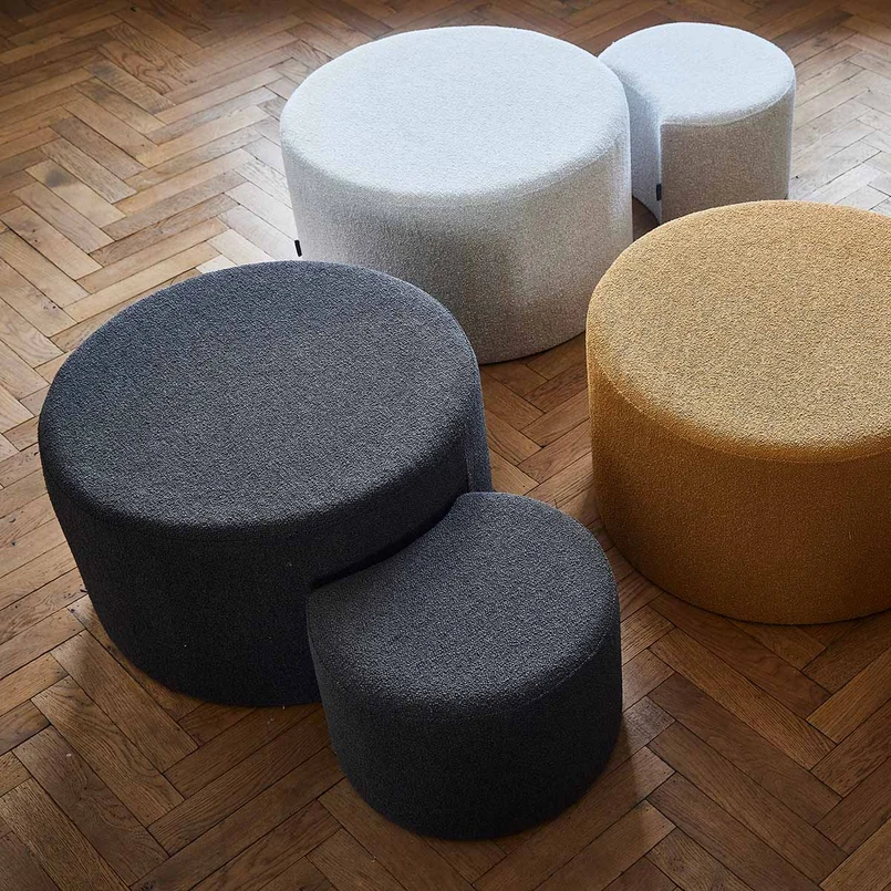 Poef Didi 70cm zwart boucle - set van 2