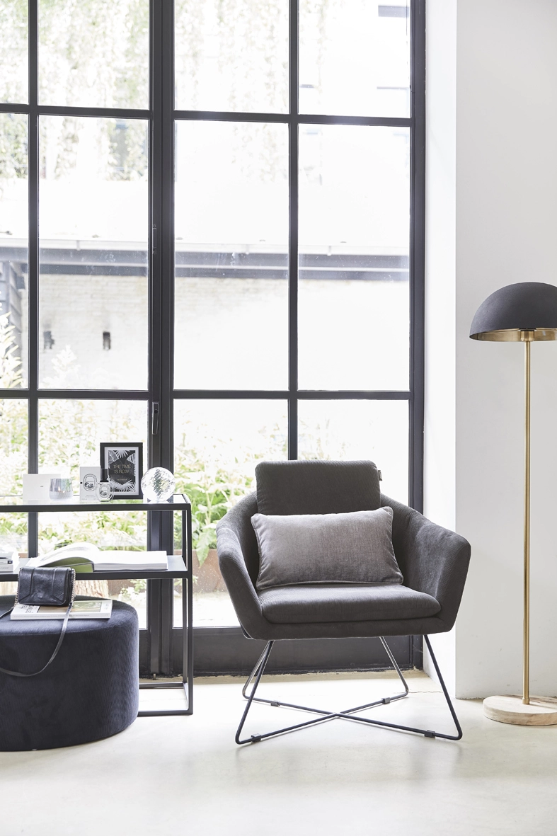 Poef London Ø70cm zwart