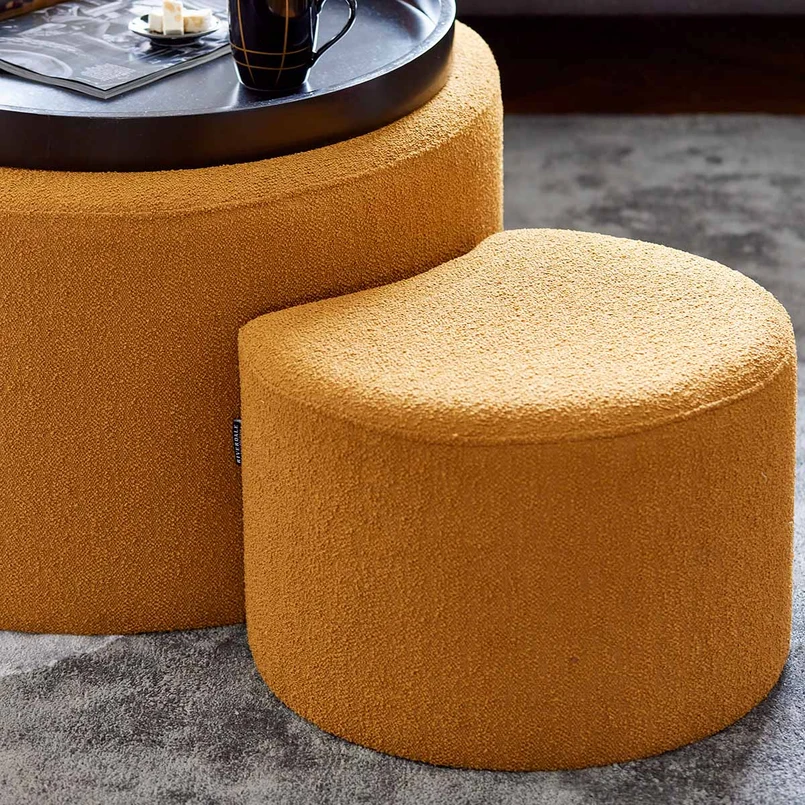 Pouf Didi boucle 70cm ocher - set of 2