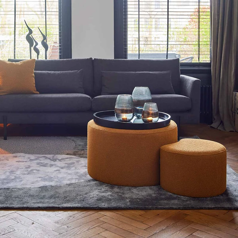 Pouf Didi boucle 70cm ocher - set of 2