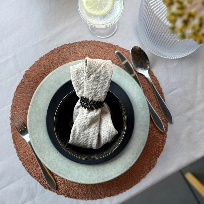 Servetringen Leaf s/4 zwart