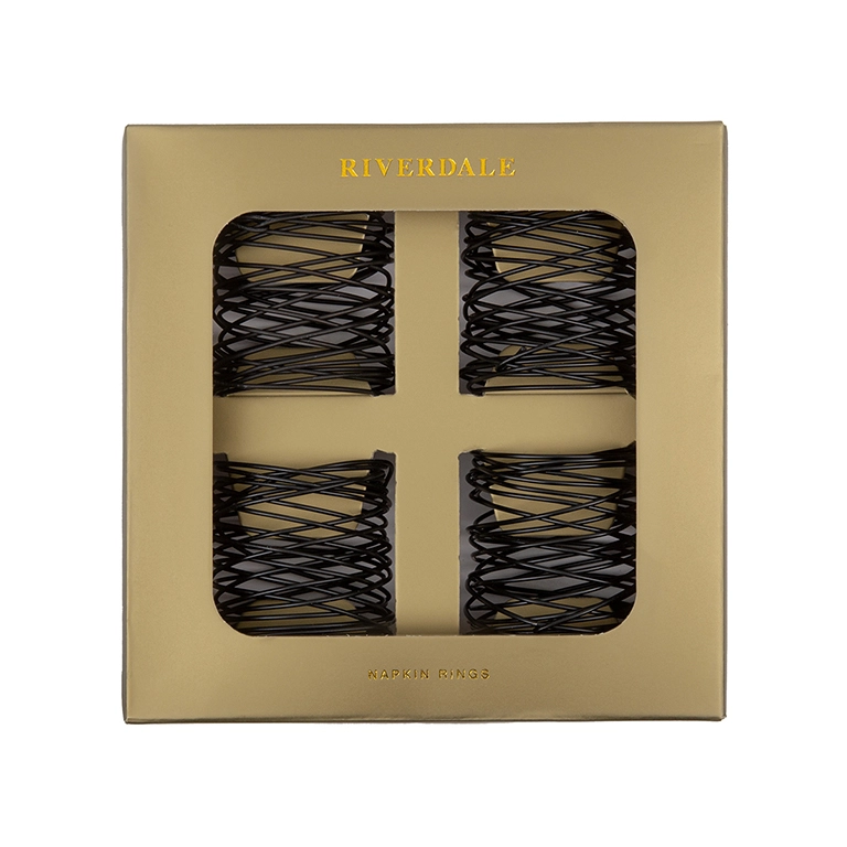 Serviettenringe Wire Set aus 4 Schwarz