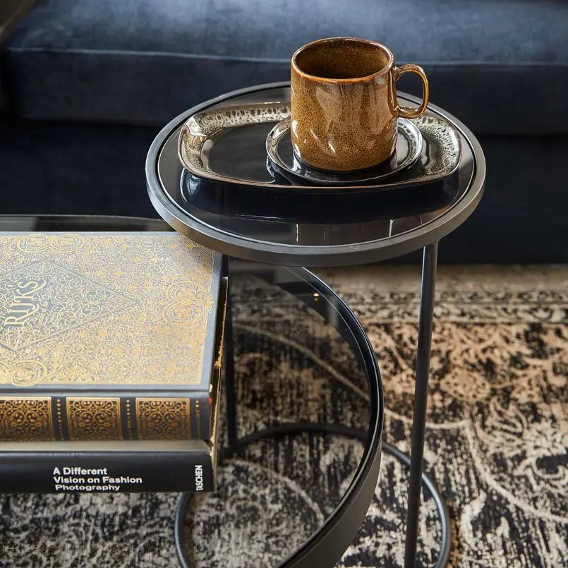 Side table Amaro 60cm black - set of 2