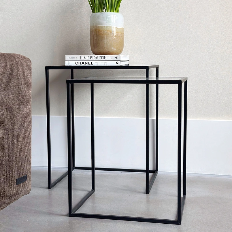 Side table Amaro 60cm black - set of 2