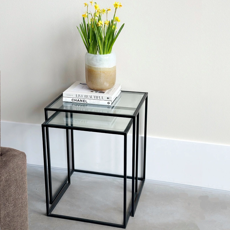 Side table Amaro 60cm black - set of 2