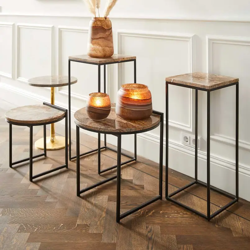 Side table Fre 75cm marble - set of 2