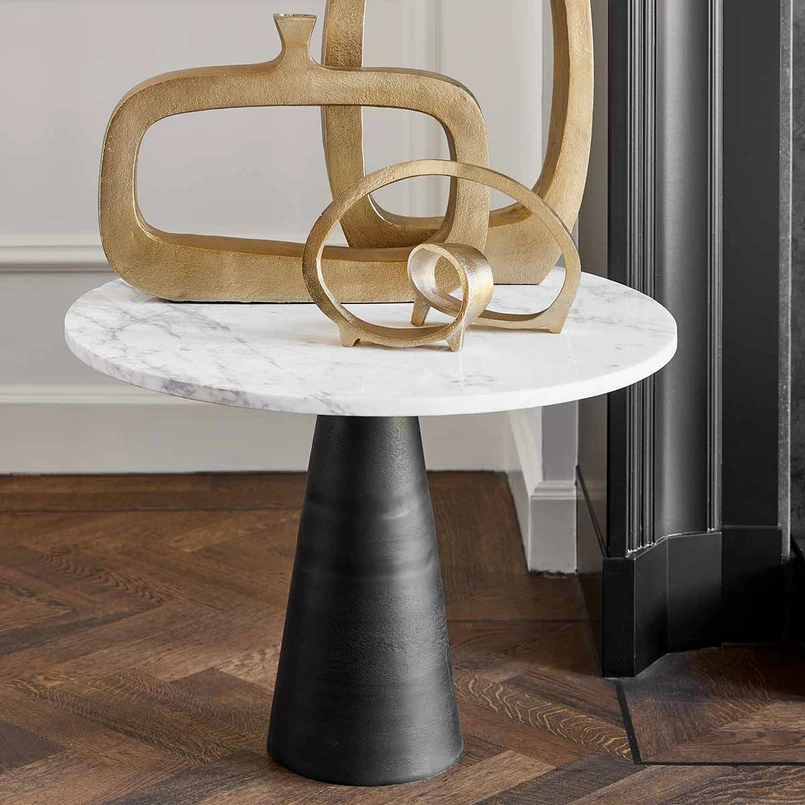 Sidetable Mara ø70cm white marble