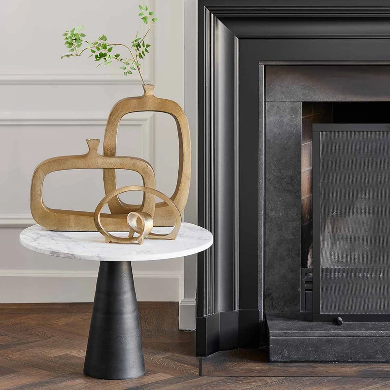 Sidetable Mara ø70cm white marble