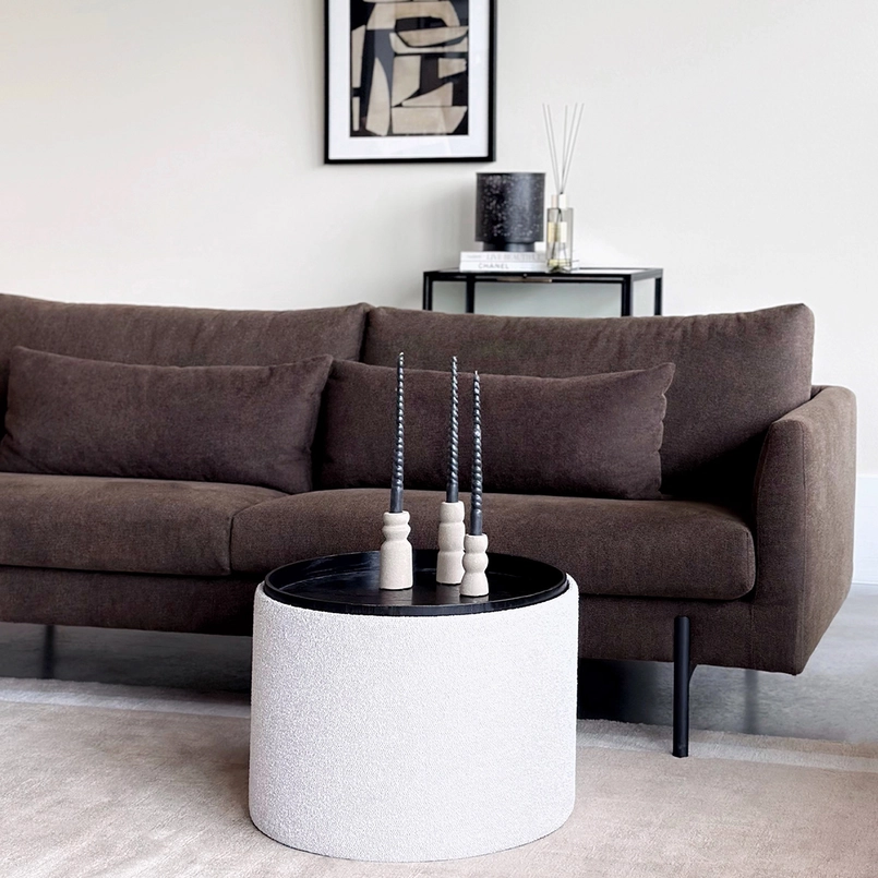 Storage pouf Otis creme black 56cm