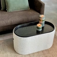Storage pouf Otis creme black 77cm