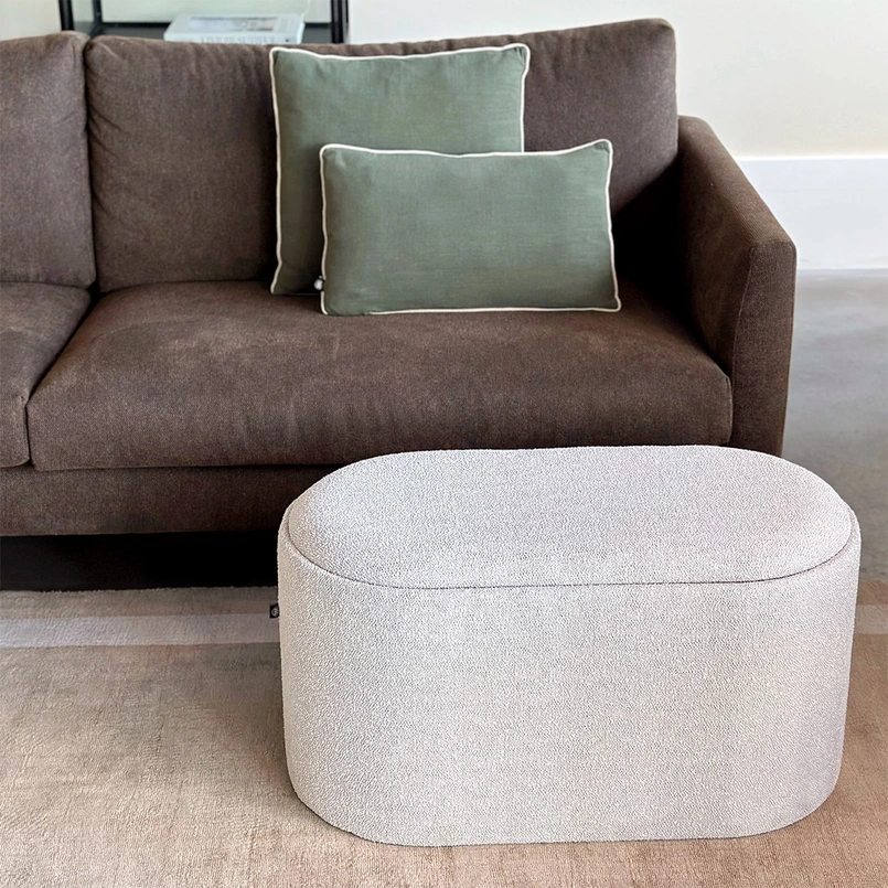 Storage pouf Otis creme black 77cm