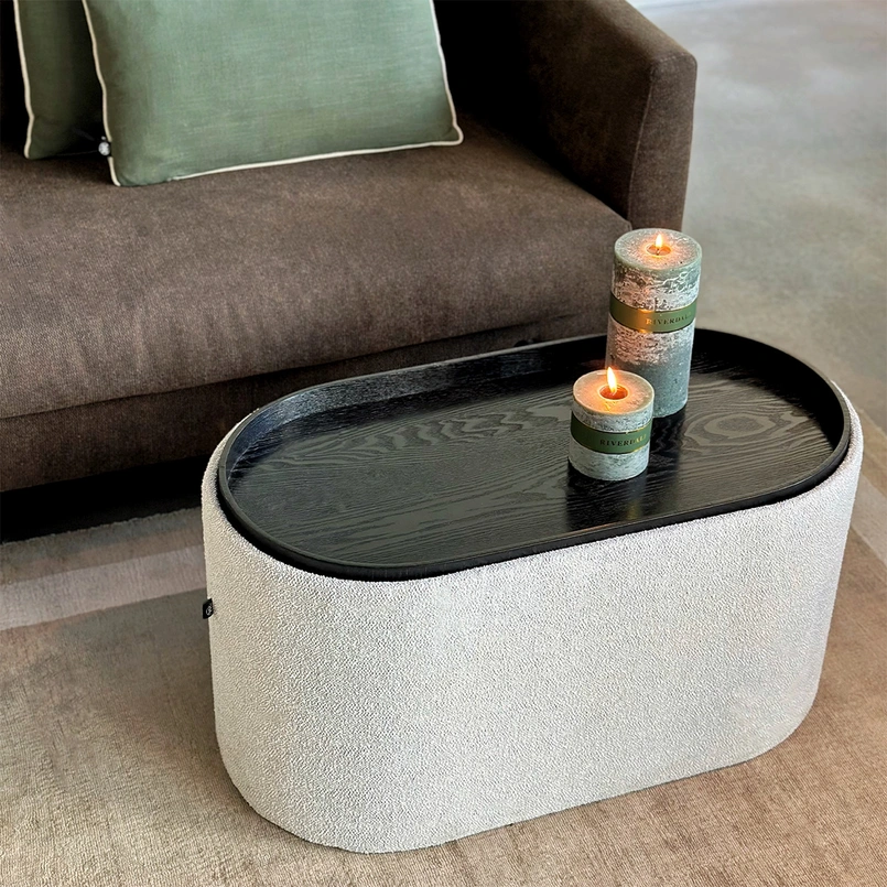 Storage pouf Otis creme black 77cm
