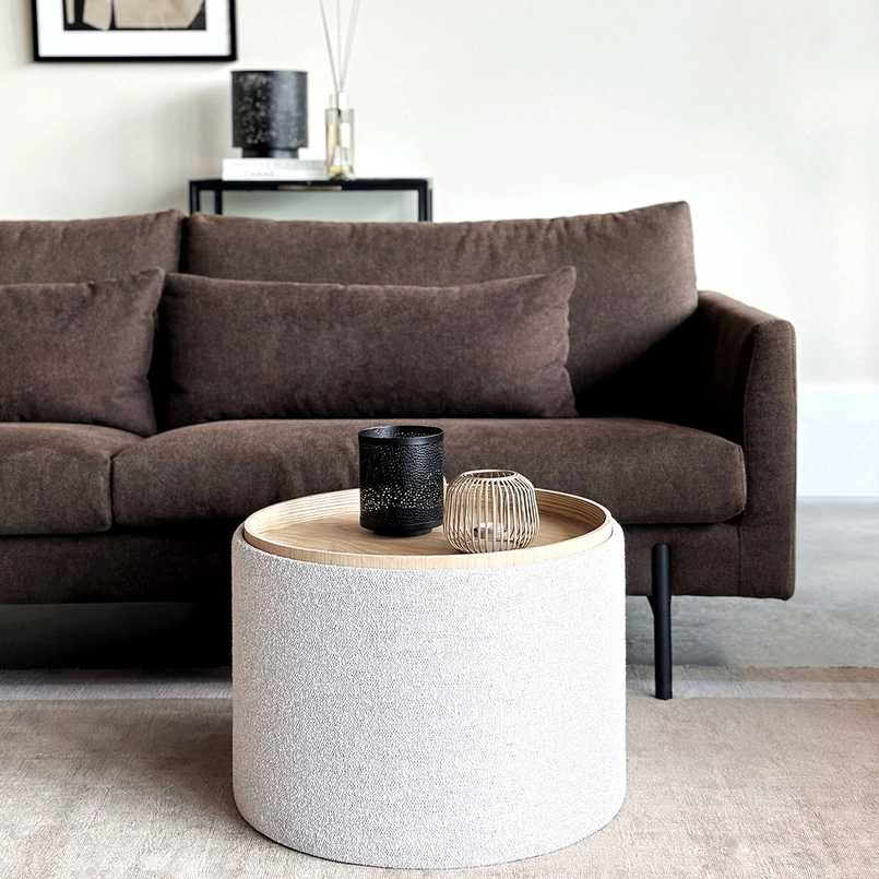 Storage pouf Otis creme natural 56cm