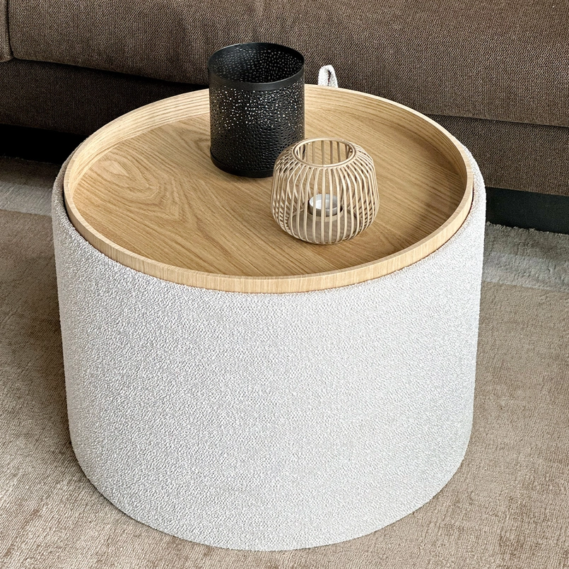 Storage pouf Otis creme natural 56cm